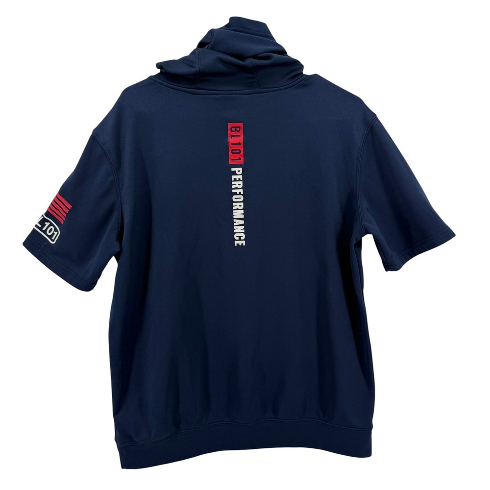 Baseball 101 Apparel Mens S BSBL SZN Short Sleeve Hoodie Navy Blue Performance - Picture 4 of 8